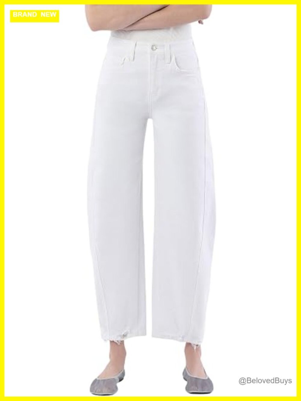 High Rise Barrel Leg Jeans - Cropped Comfort Stretch Denim